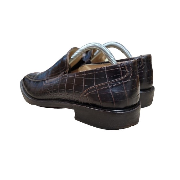 Cole Haan Collection Men's Brown Leather Croc Design Slip On Loafers Size 9 M - Picture 3 of 12